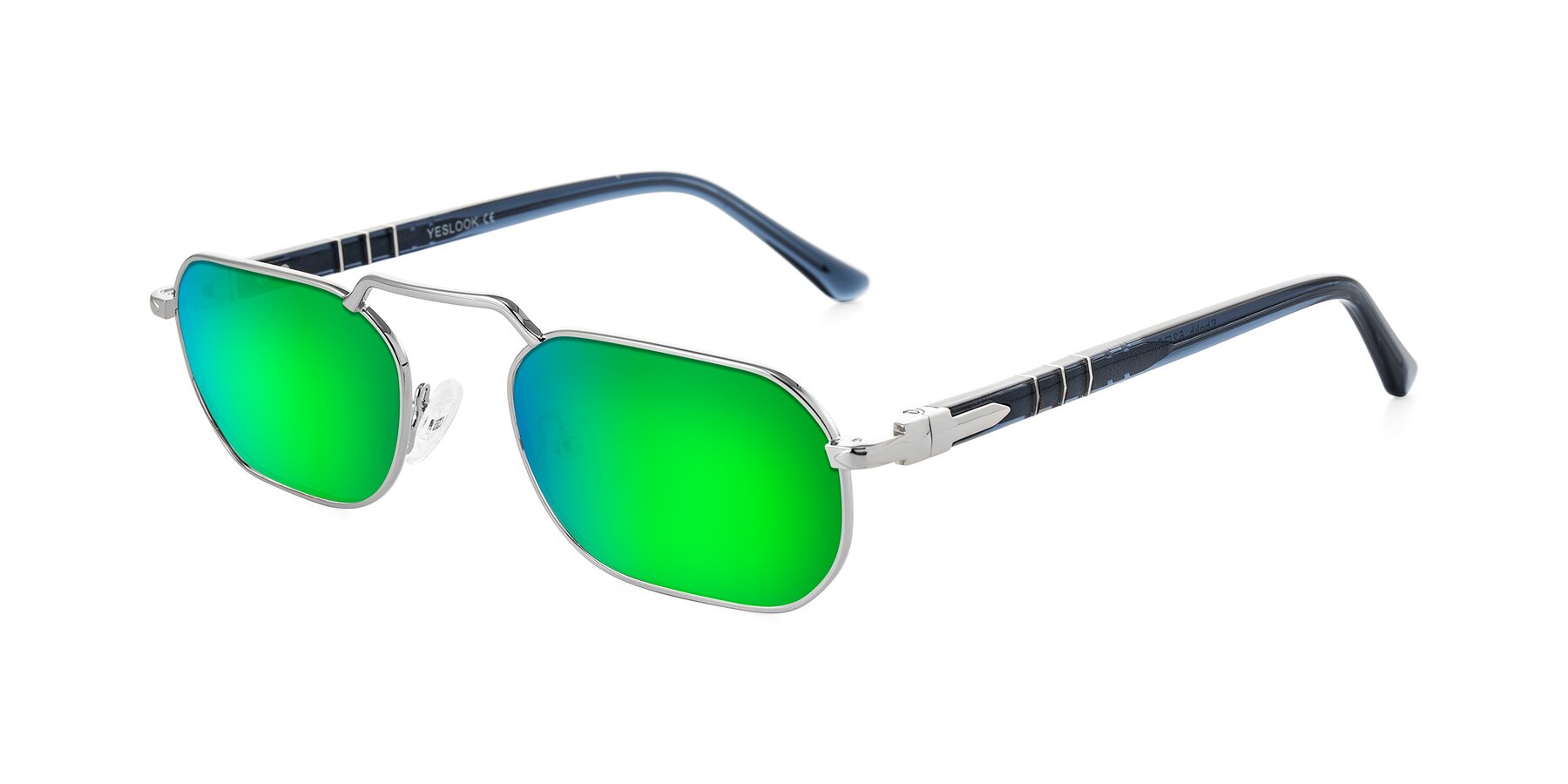 Angle of Shekh in Silver with Green Mirrored Lenses