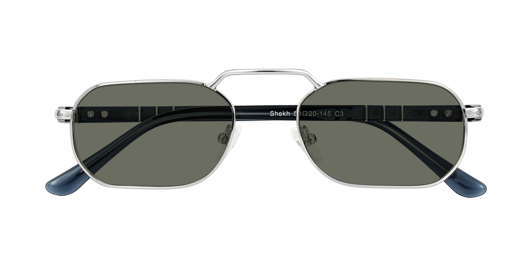 Folded Front of Shekh in Silver with Gray Polarized Lenses