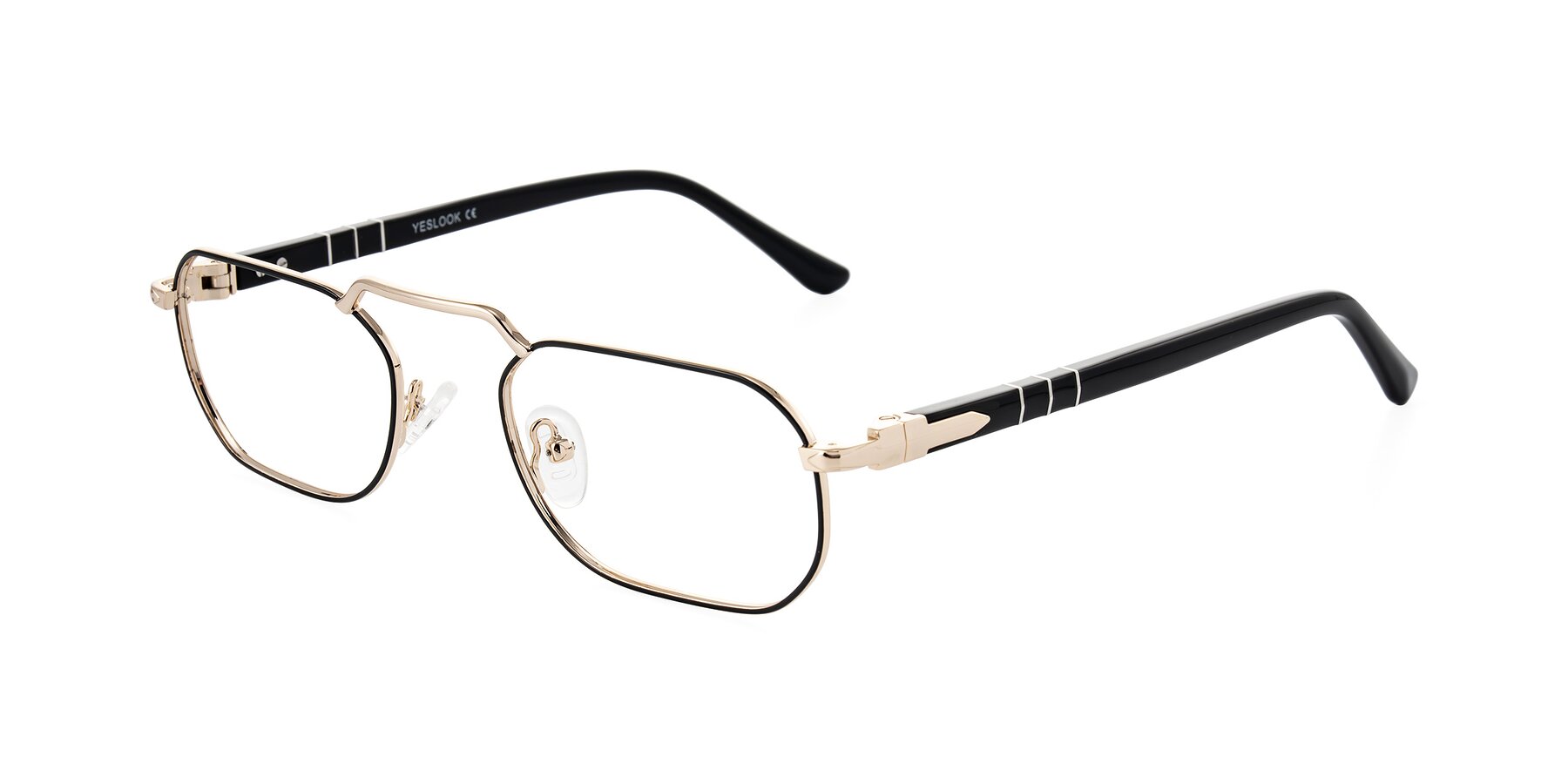 Angle of Shekh in Black/Gold with Clear Eyeglass Lenses
