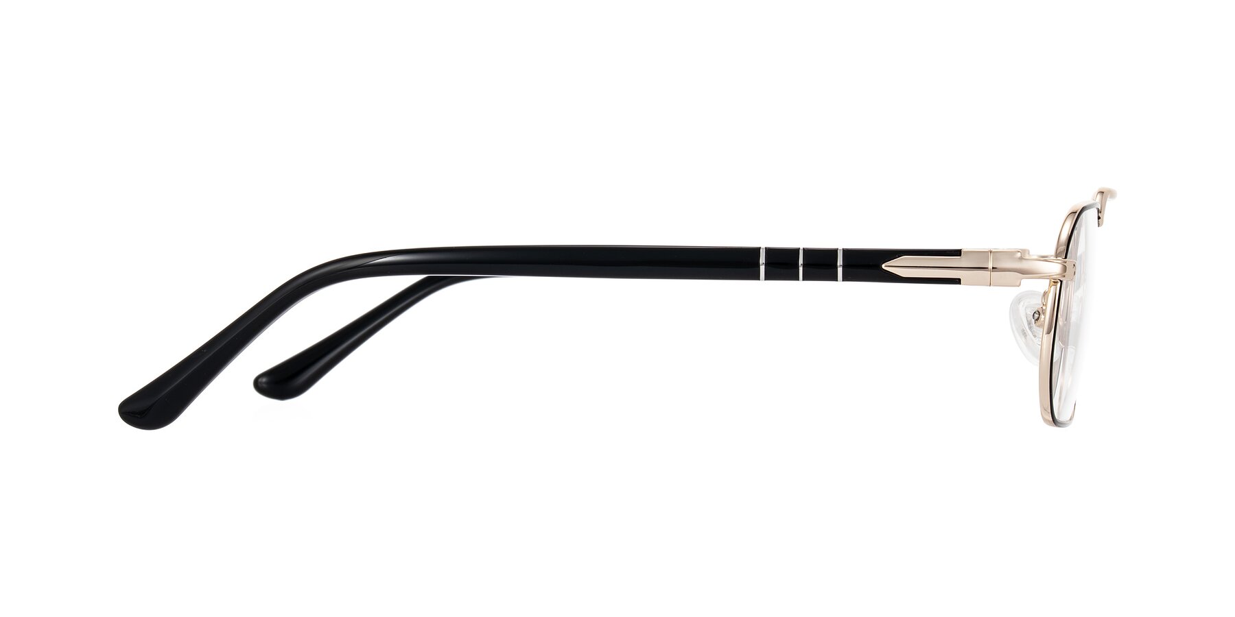 Side of Shekh in Black/Gold with Clear Eyeglass Lenses