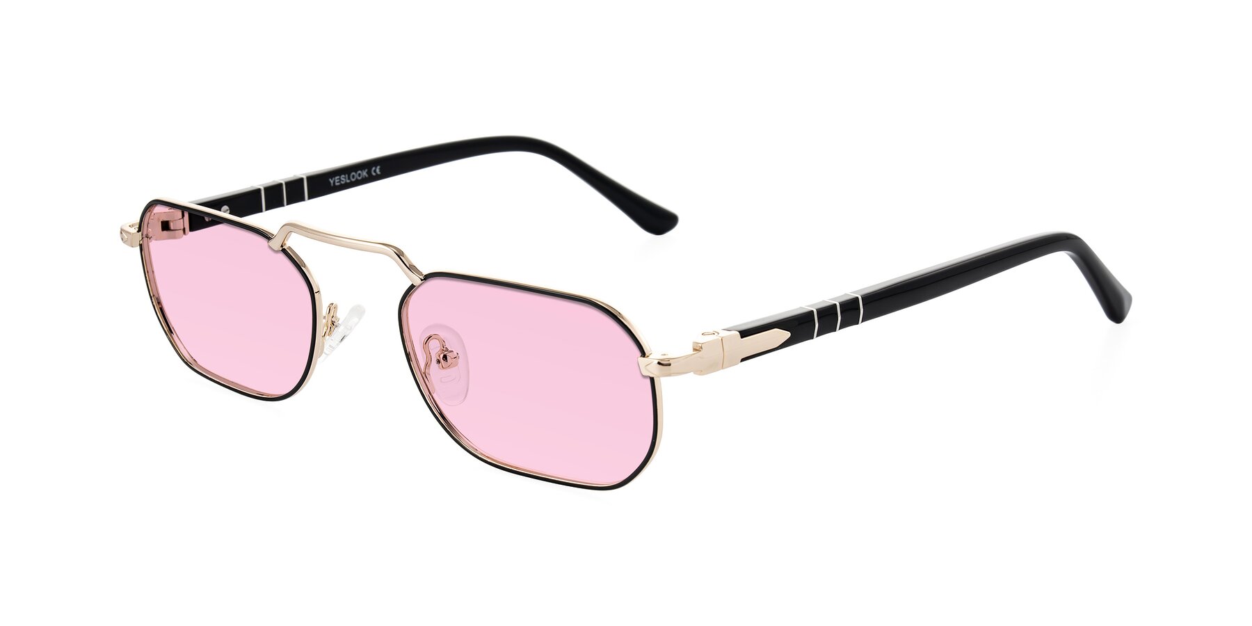Angle of Shekh in Black/Gold with Light Pink Tinted Lenses