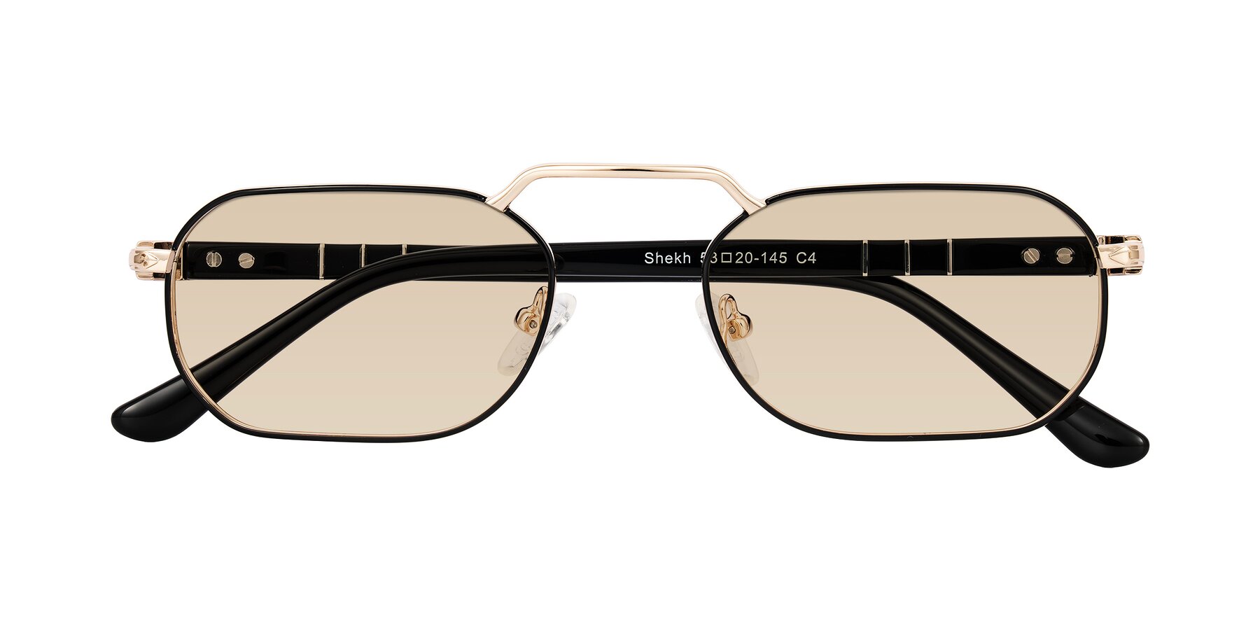 Folded Front of Shekh in Black/Gold with Light Brown Tinted Lenses