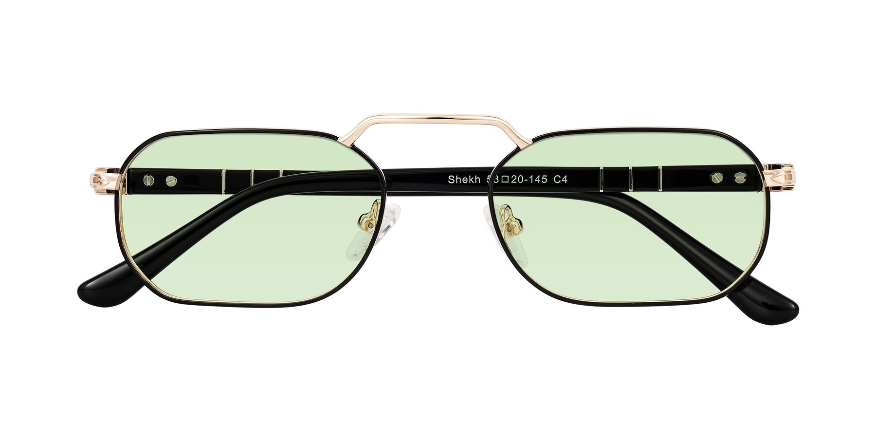 Folded Front of Shekh in Black/Gold with Light Green Tinted Lenses