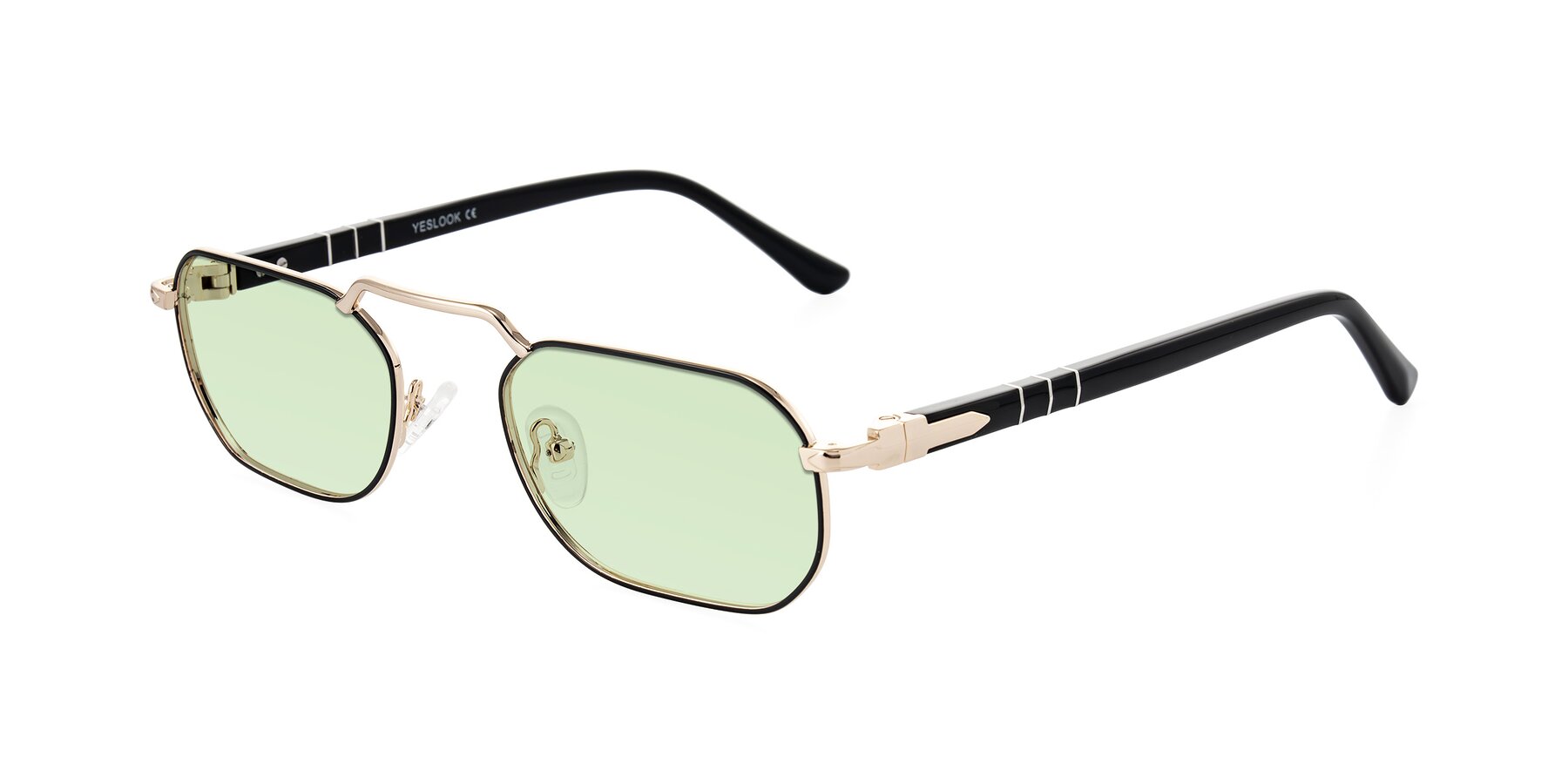 Angle of Shekh in Black/Gold with Light Green Tinted Lenses