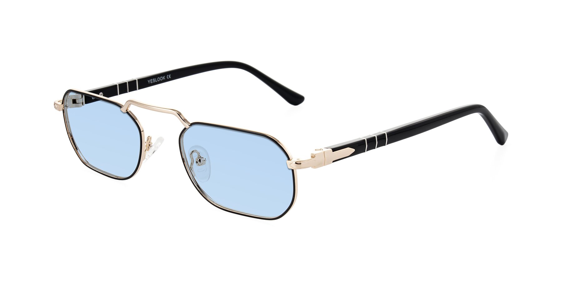 Angle of Shekh in Black/Gold with Light Blue Tinted Lenses