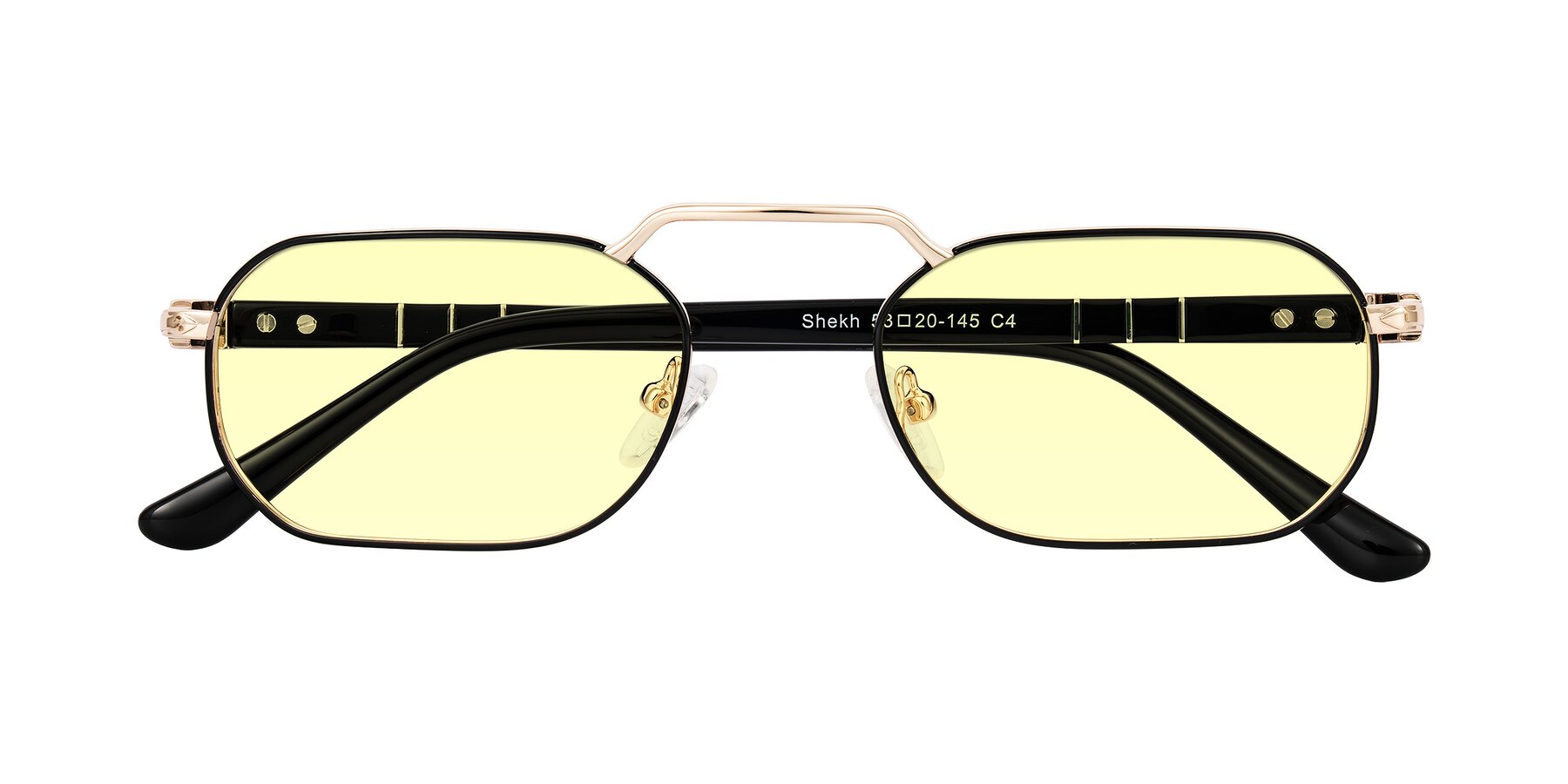 Folded Front of Shekh in Black/Gold with Light Yellow Tinted Lenses