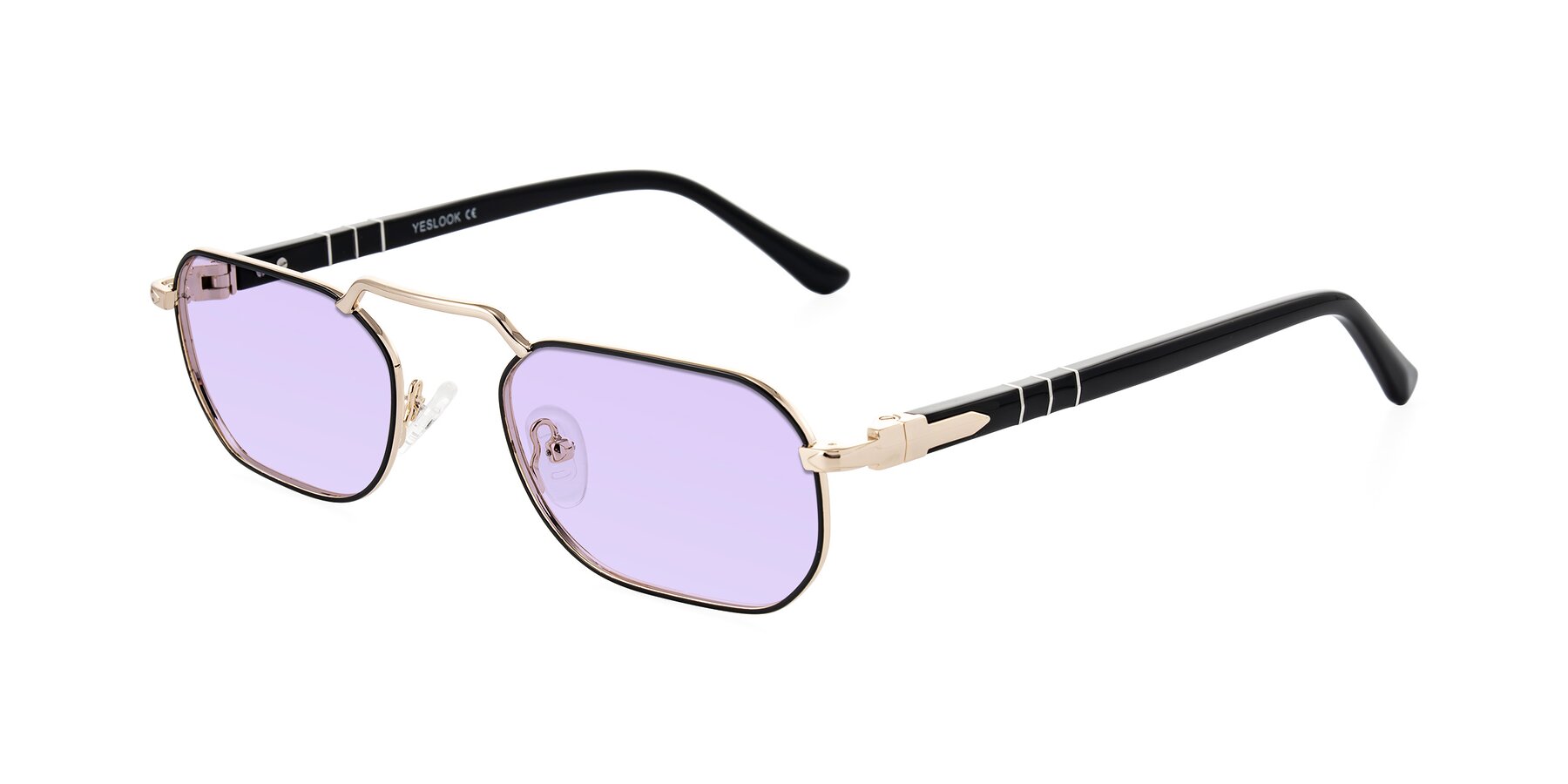 Angle of Shekh in Black/Gold with Light Purple Tinted Lenses