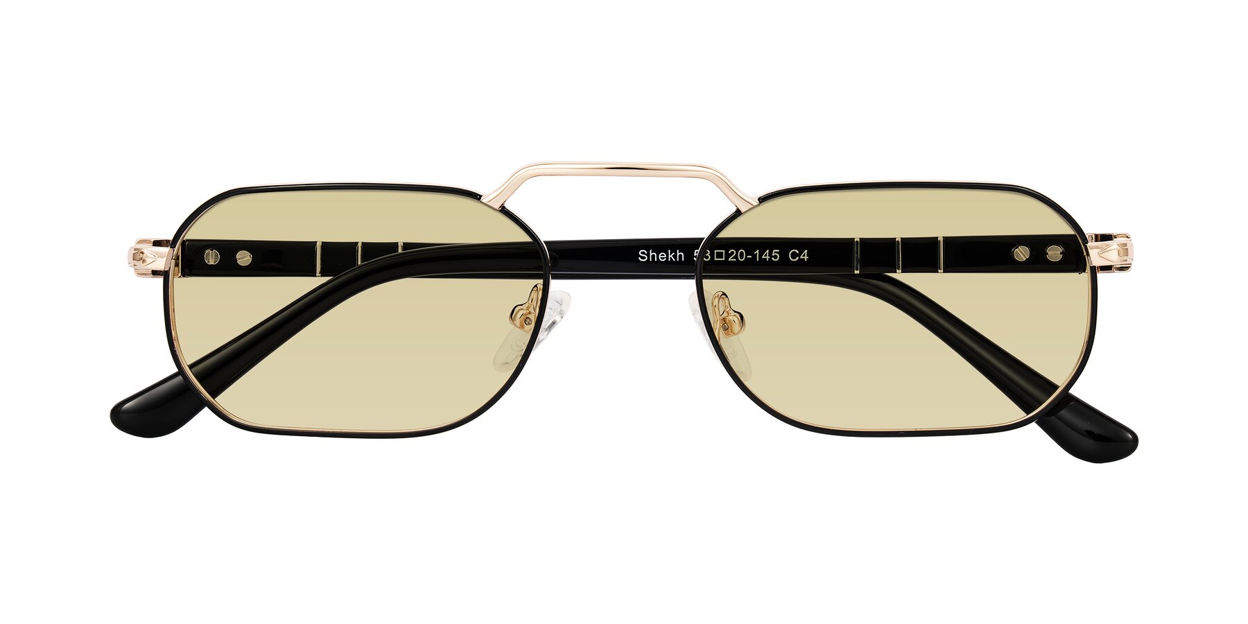 Folded Front of Shekh in Black/Gold with Light Champagne Tinted Lenses