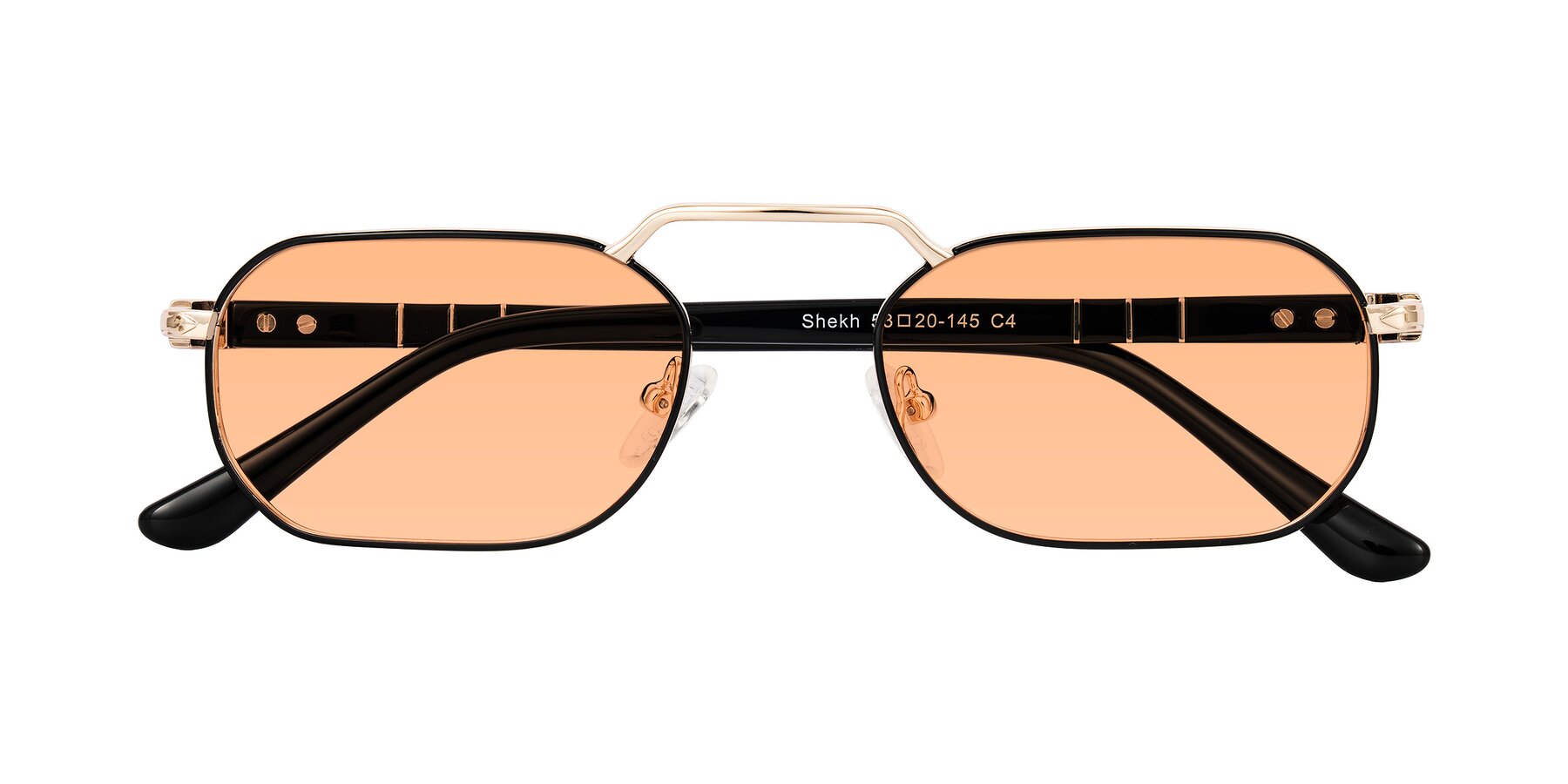 Folded Front of Shekh in Black/Gold with Light Orange Tinted Lenses