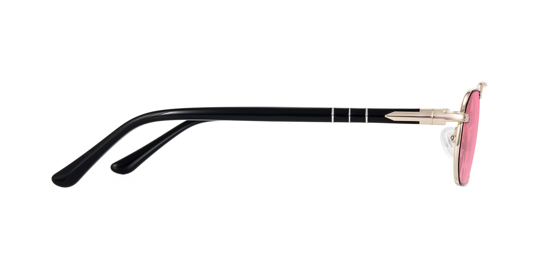 Side of Shekh in Black/Gold with Pink Tinted Lenses