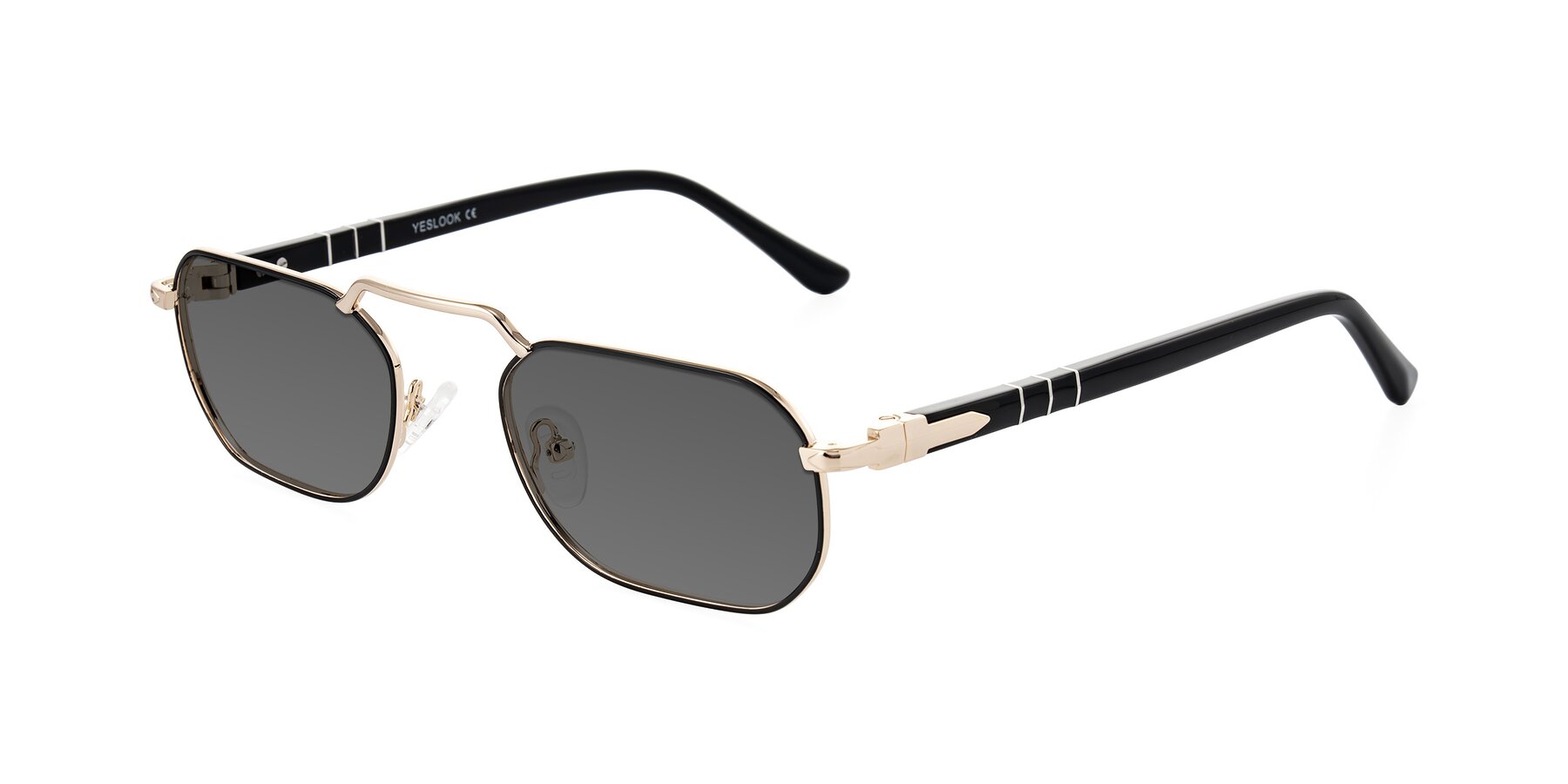 Angle of Shekh in Black/Gold with Medium Gray Tinted Lenses