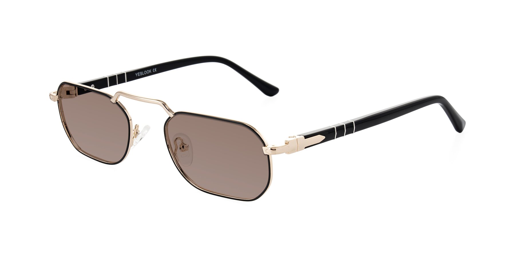 Angle of Shekh in Black/Gold with Medium Brown Tinted Lenses