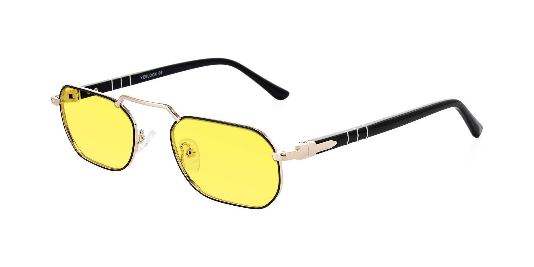 Angle of Shekh in Black/Gold with Medium Yellow Tinted Lenses