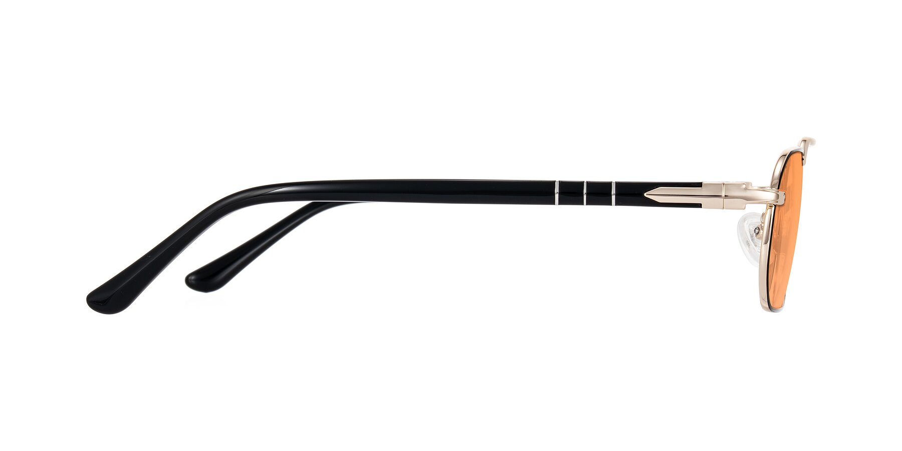 Side of Shekh in Black/Gold with Medium Orange Tinted Lenses