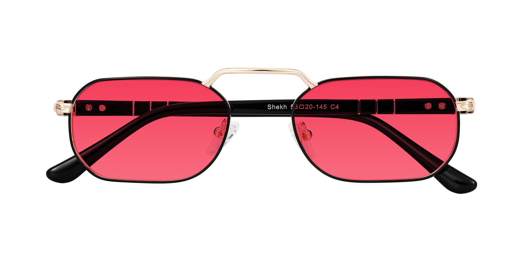 Folded Front of Shekh in Black/Gold with Red Tinted Lenses
