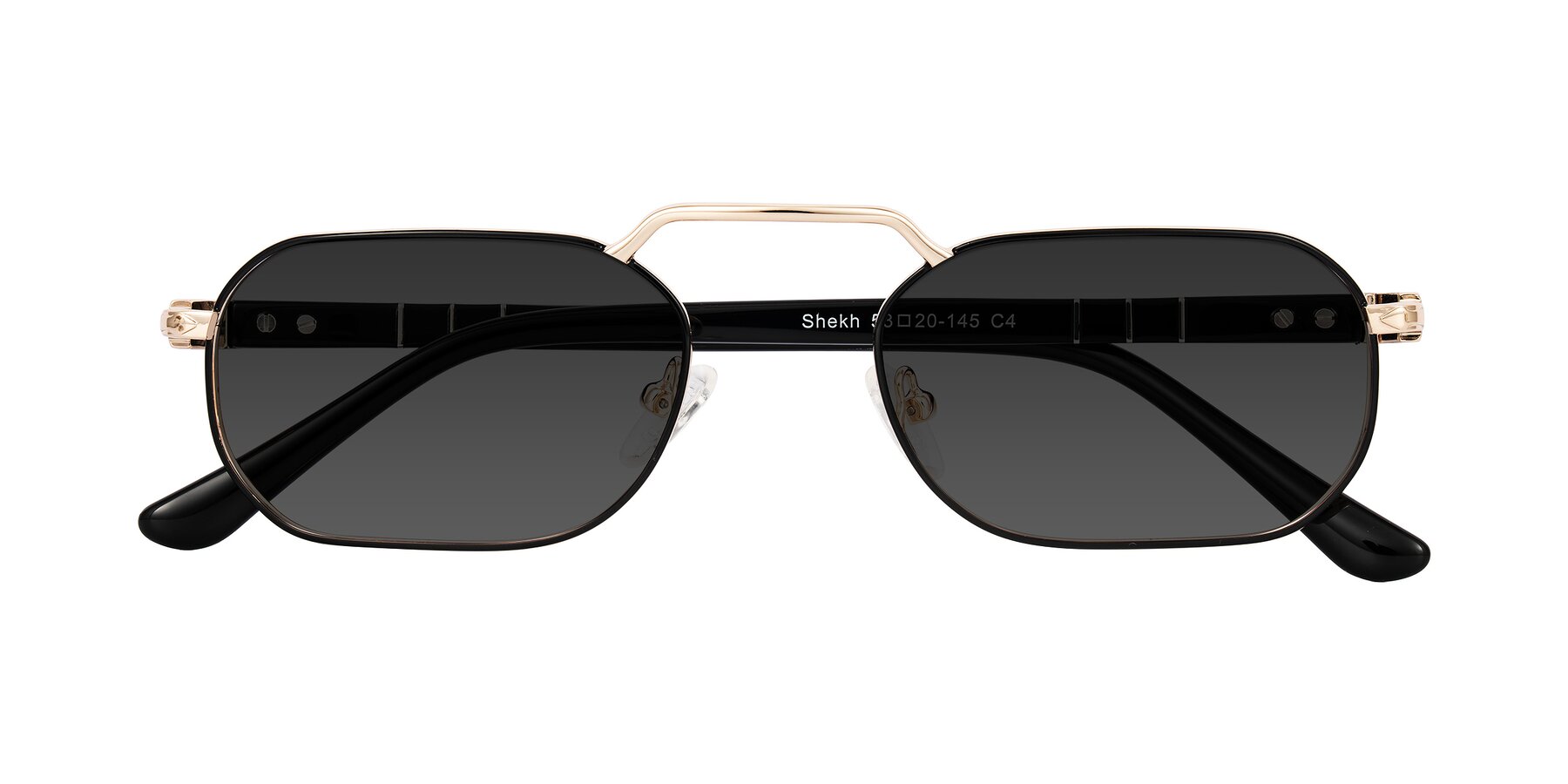 Folded Front of Shekh in Black/Gold with Gray Tinted Lenses