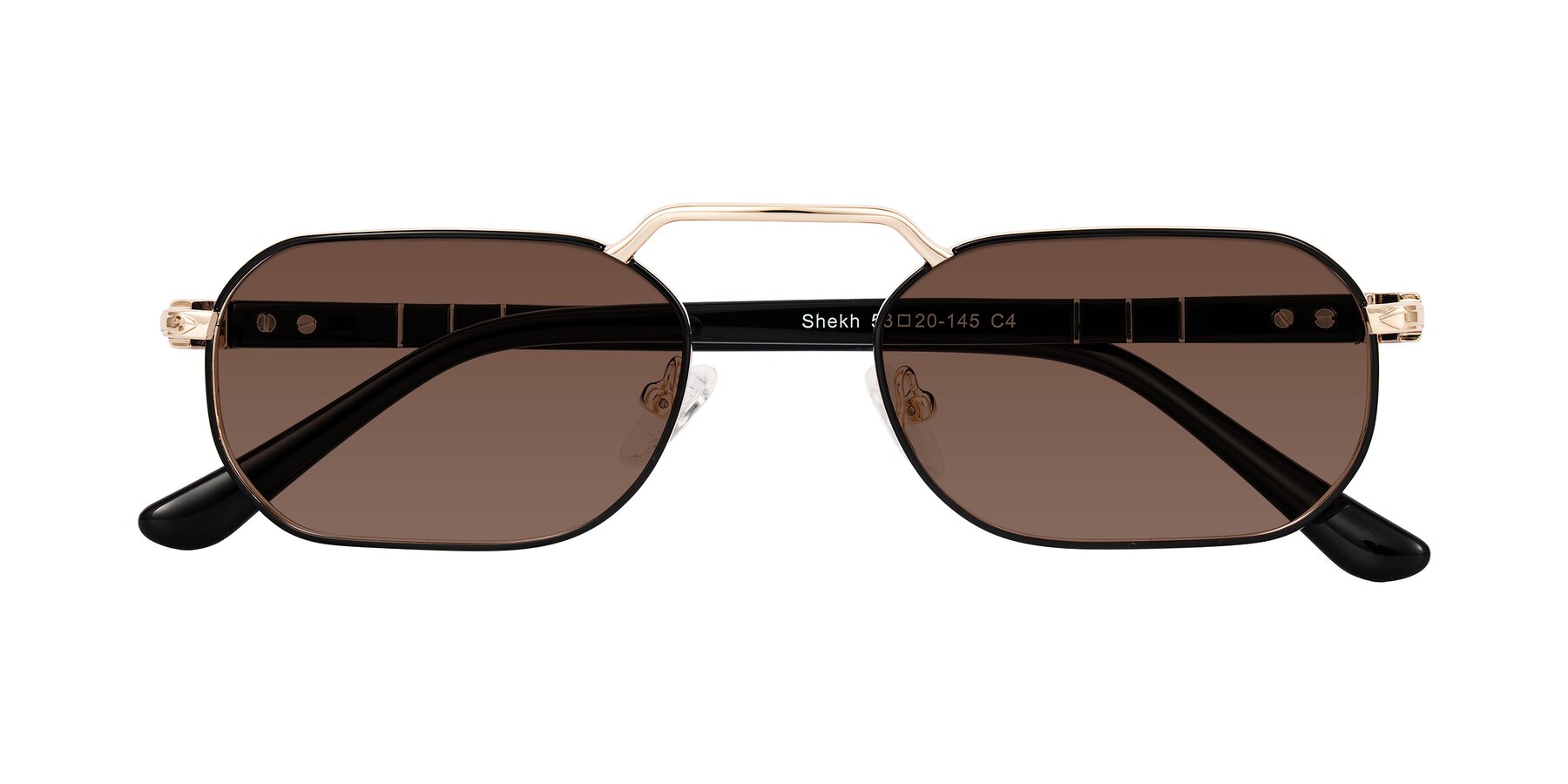 Folded Front of Shekh in Black/Gold with Brown Tinted Lenses