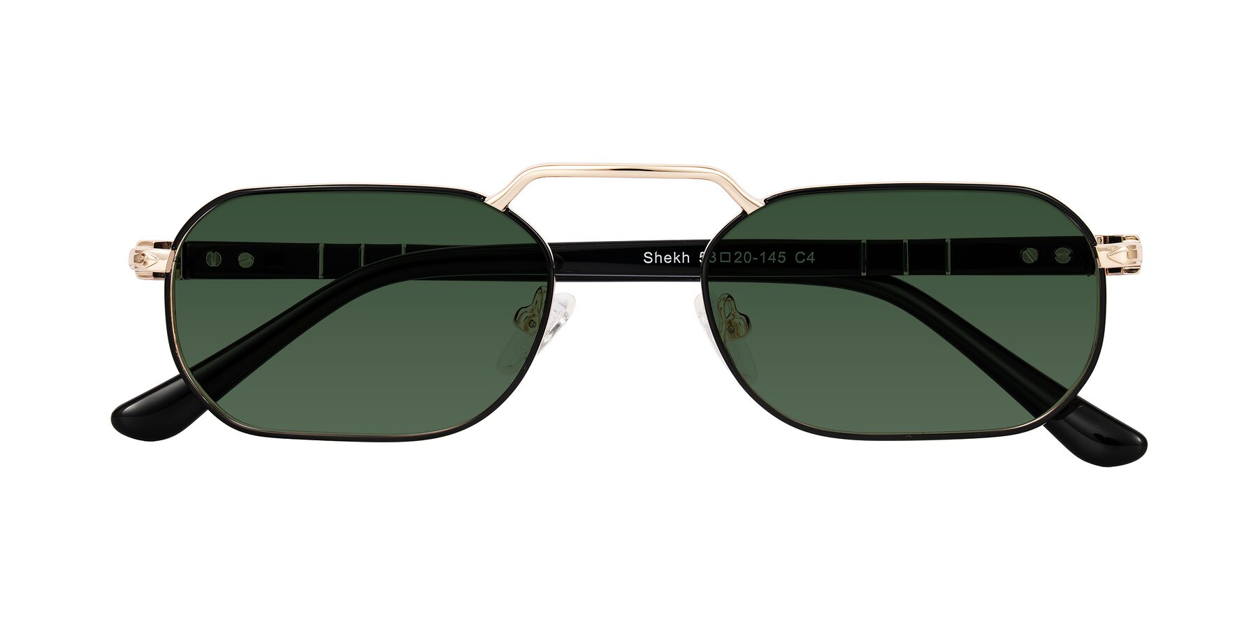 Folded Front of Shekh in Black/Gold with Green Tinted Lenses