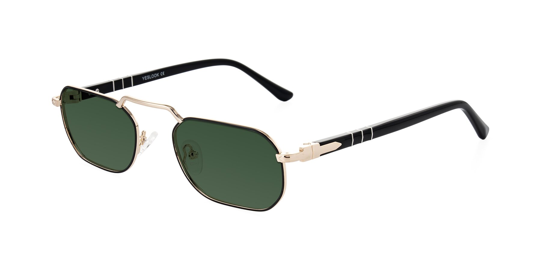 Angle of Shekh in Black/Gold with Green Tinted Lenses
