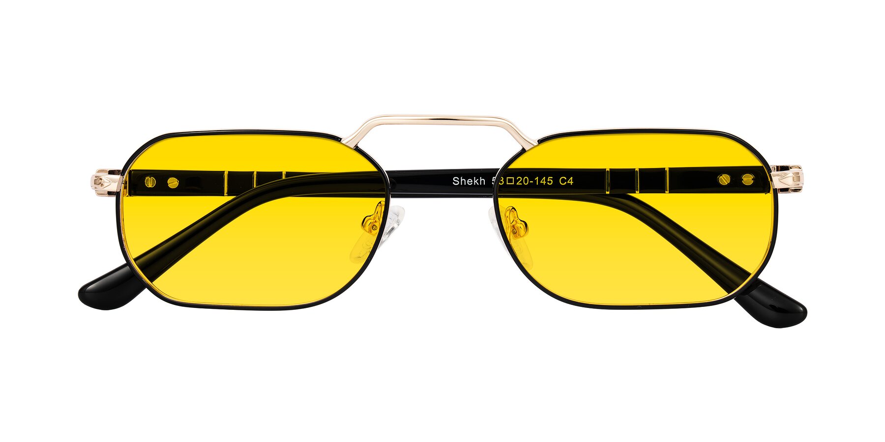 Folded Front of Shekh in Black/Gold with Yellow Tinted Lenses