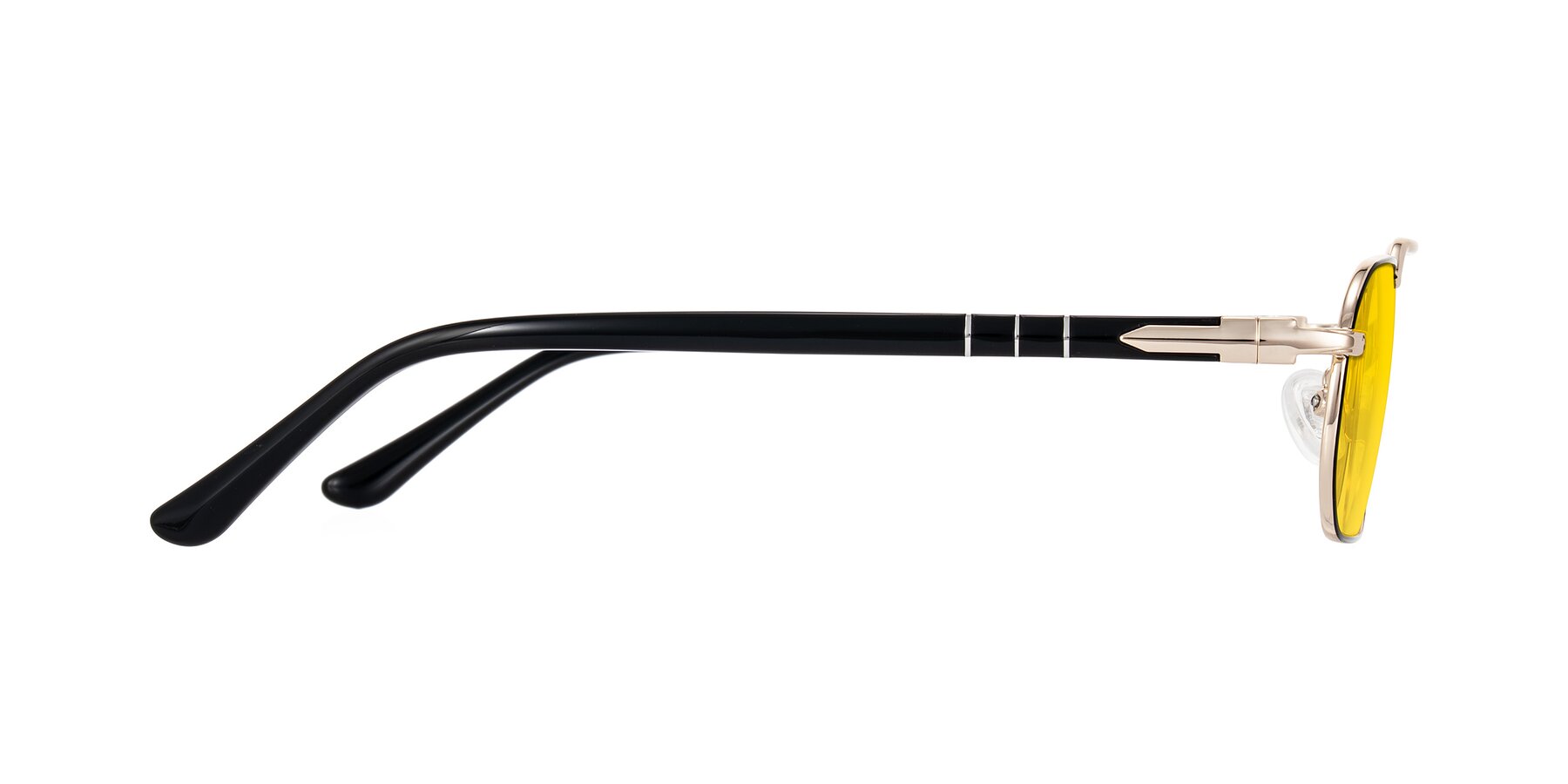 Side of Shekh in Black/Gold with Yellow Tinted Lenses