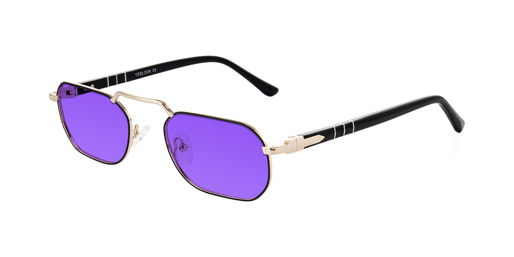 Angle of Shekh in Black/Gold with Purple Tinted Lenses