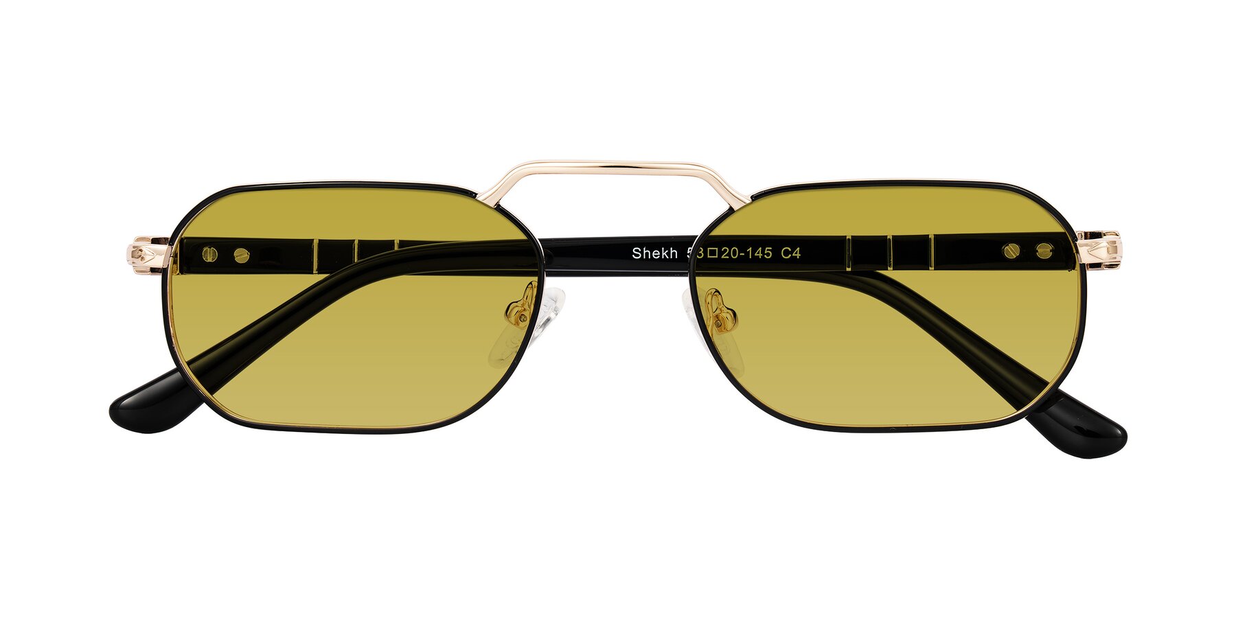 Folded Front of Shekh in Black/Gold with Champagne Tinted Lenses