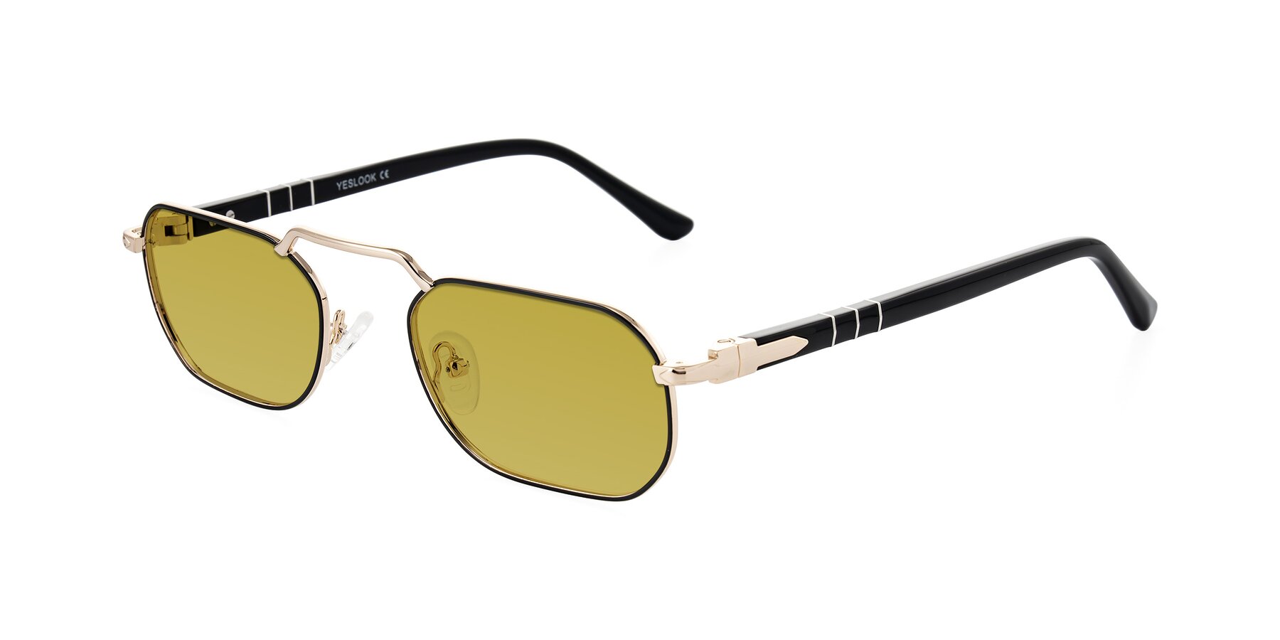 Angle of Shekh in Black/Gold with Champagne Tinted Lenses