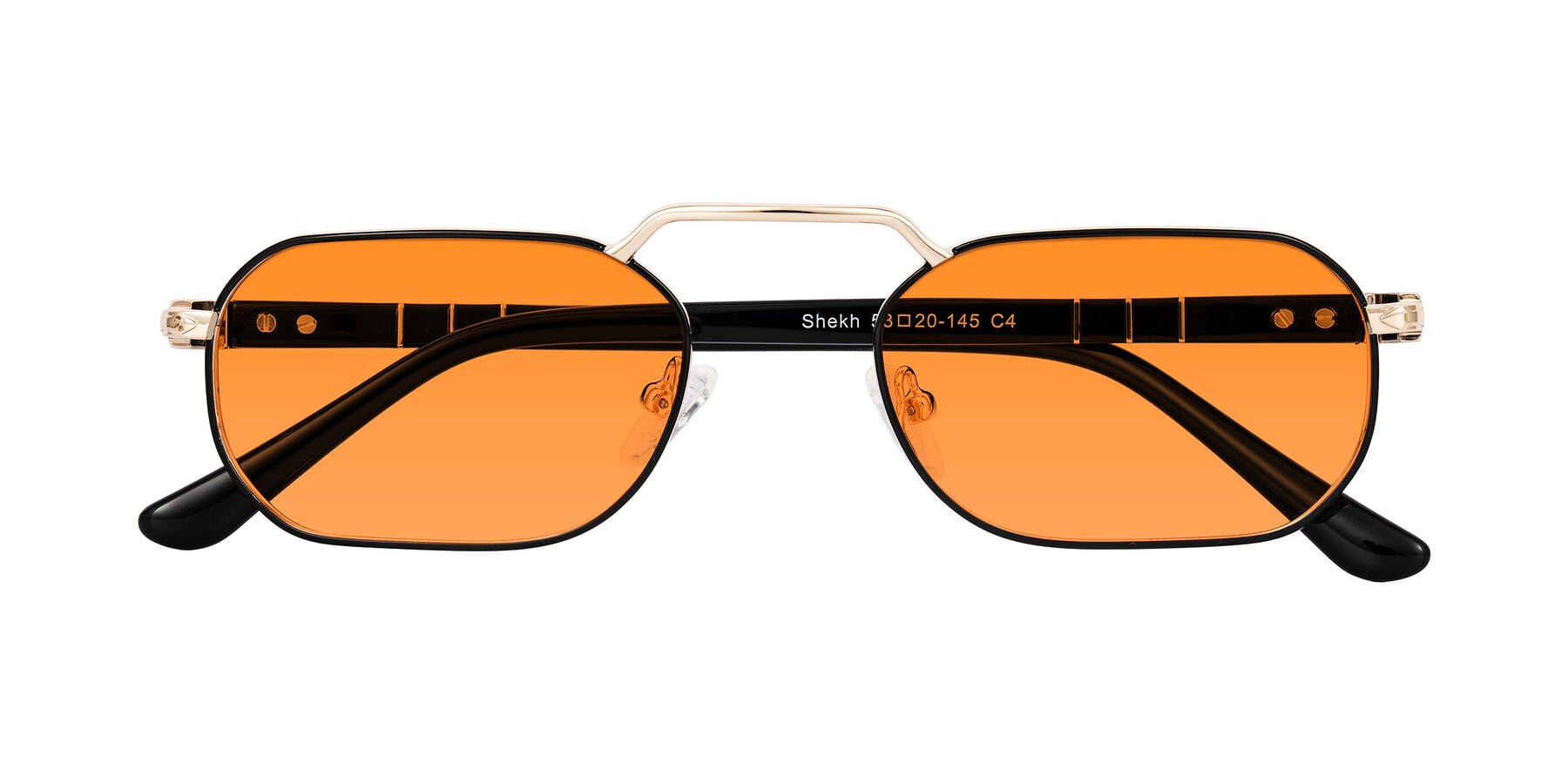 Folded Front of Shekh in Black/Gold with Orange Tinted Lenses