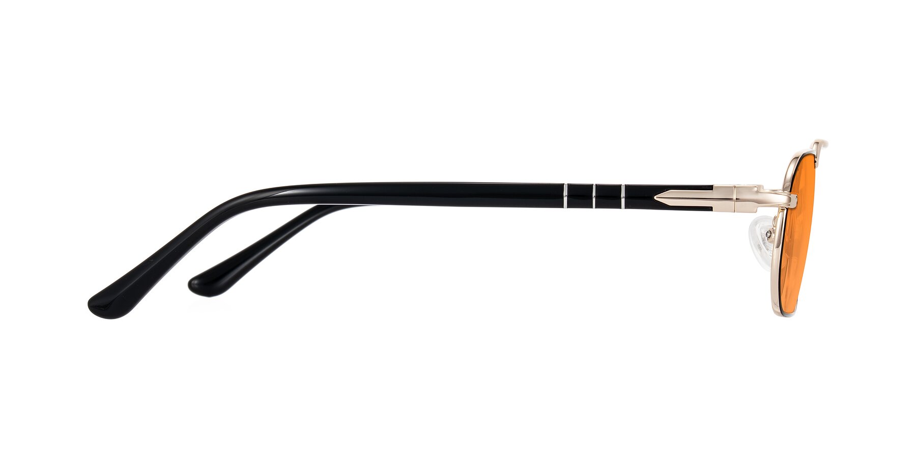 Side of Shekh in Black/Gold with Orange Tinted Lenses