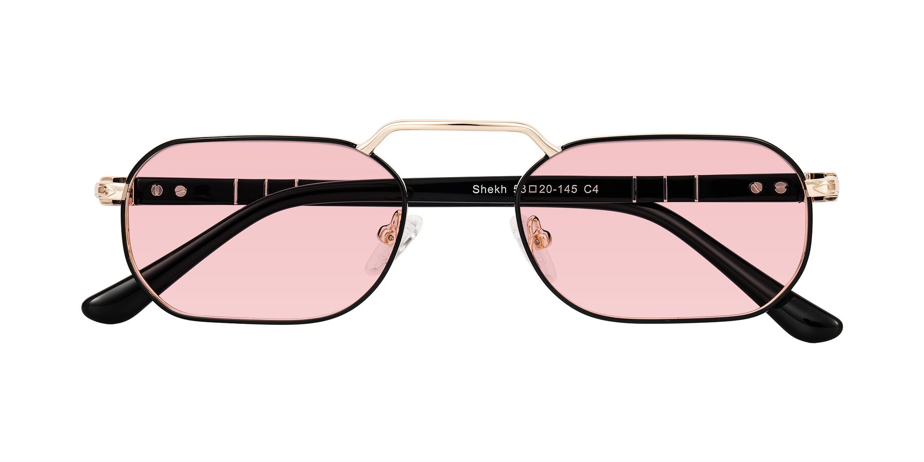 Folded Front of Shekh in Black/Gold with Light Garnet Tinted Lenses