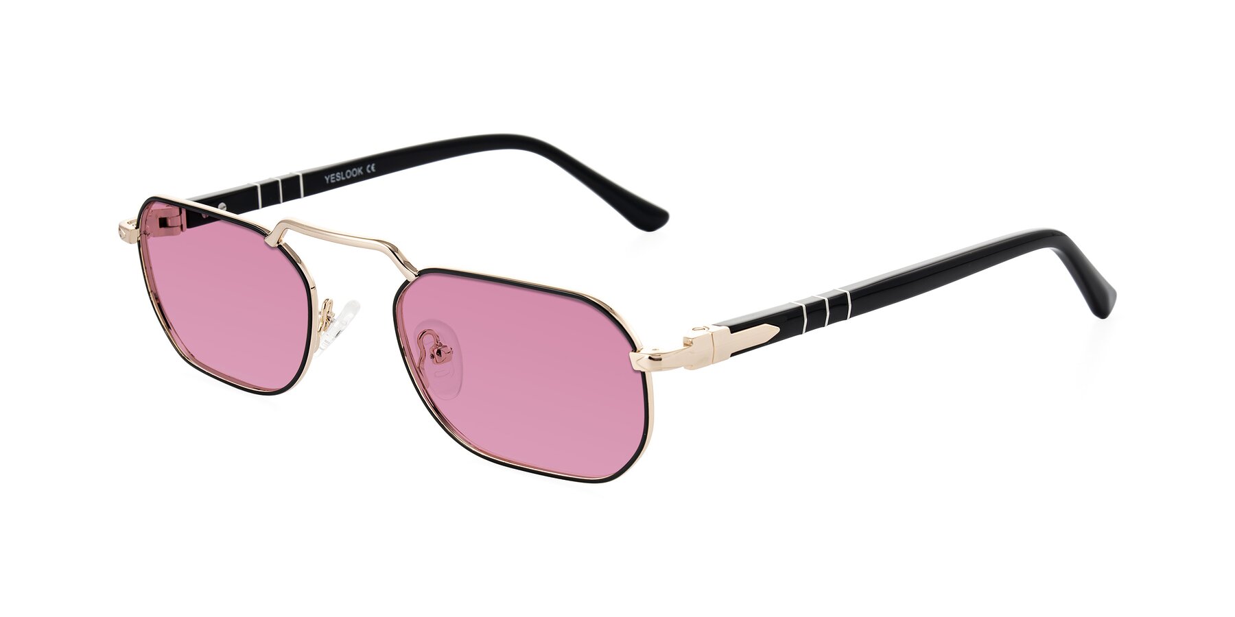 Angle of Shekh in Black/Gold with Medium Wine Tinted Lenses