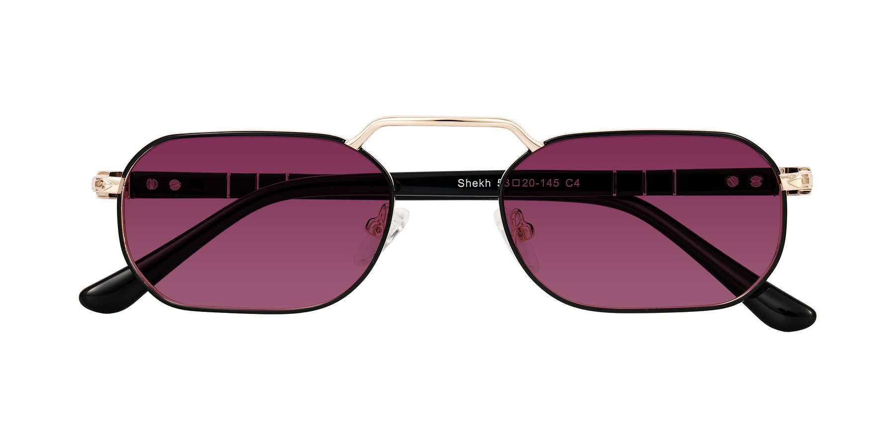 Folded Front of Shekh in Black/Gold with Wine Tinted Lenses