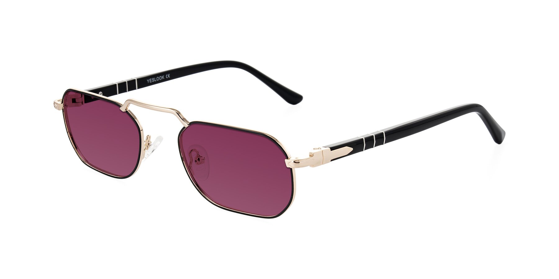 Angle of Shekh in Black/Gold with Wine Tinted Lenses