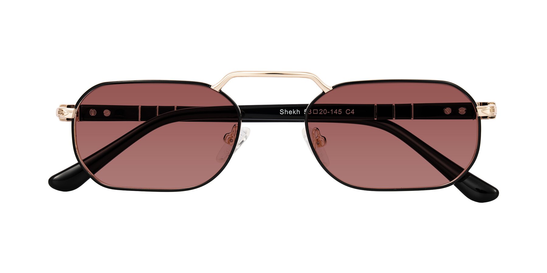 Folded Front of Shekh in Black/Gold with Garnet Tinted Lenses