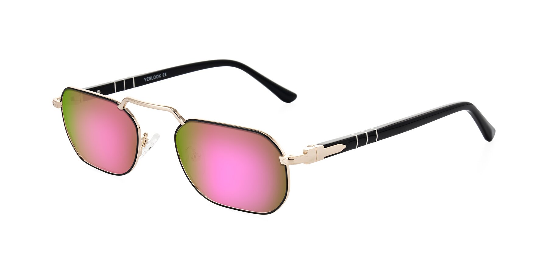 Angle of Shekh in Black/Gold with Pink Mirrored Lenses