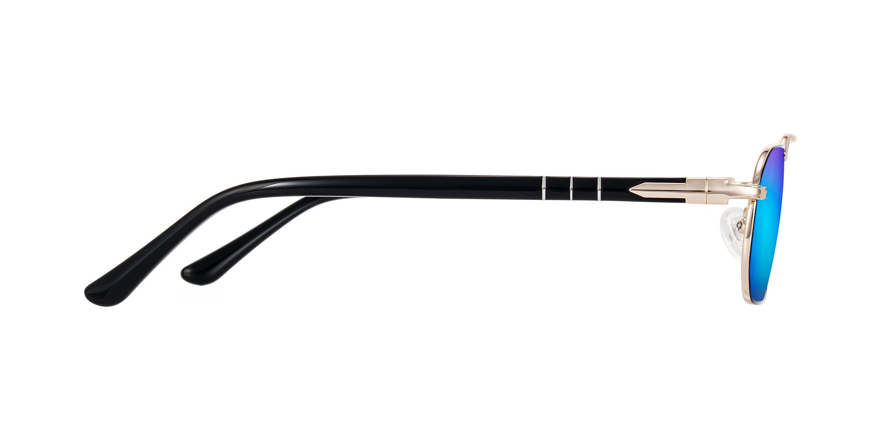 Side of Shekh in Black/Gold with Blue Mirrored Lenses