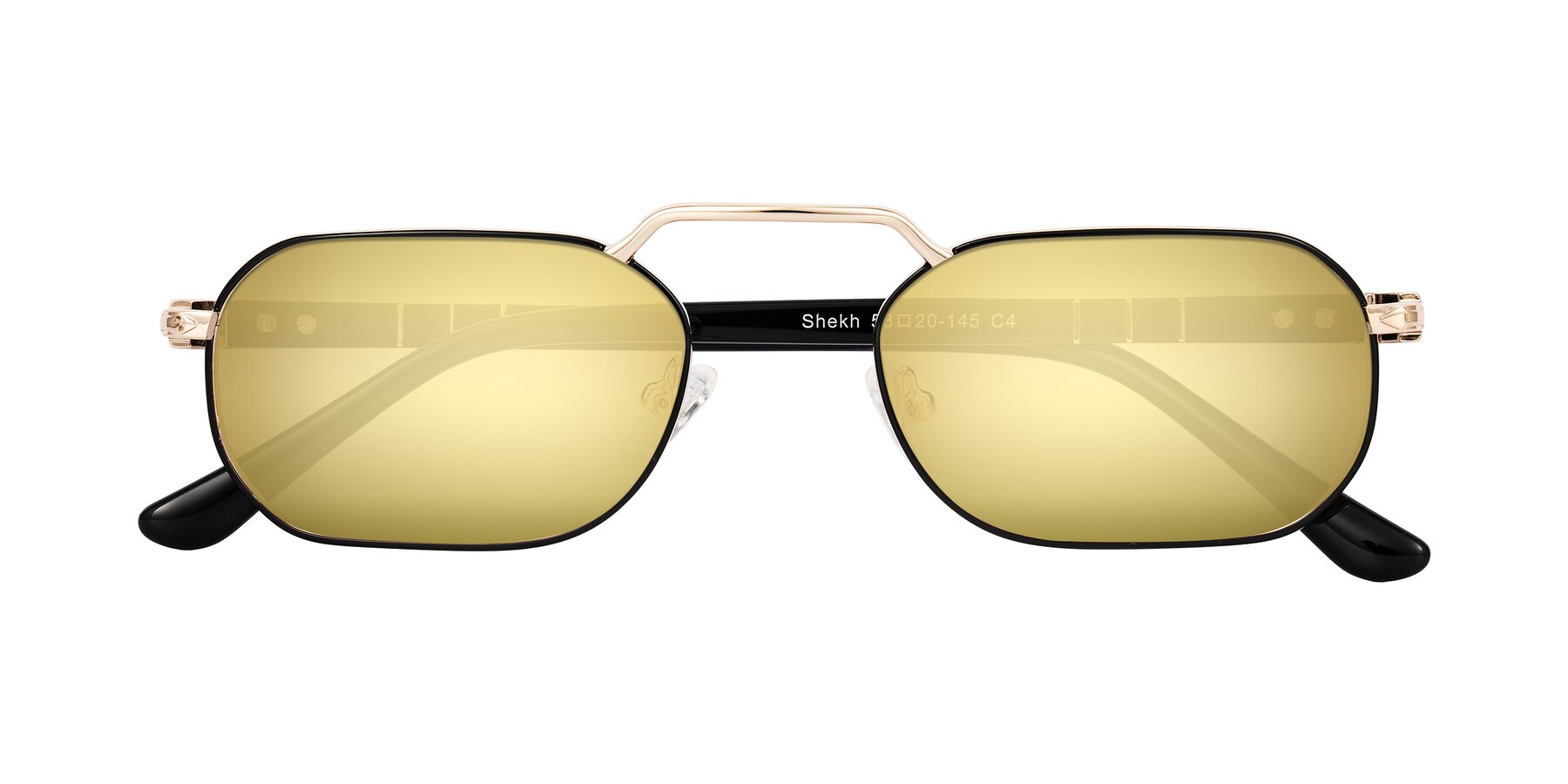 Folded Front of Shekh in Black/Gold with Gold Mirrored Lenses