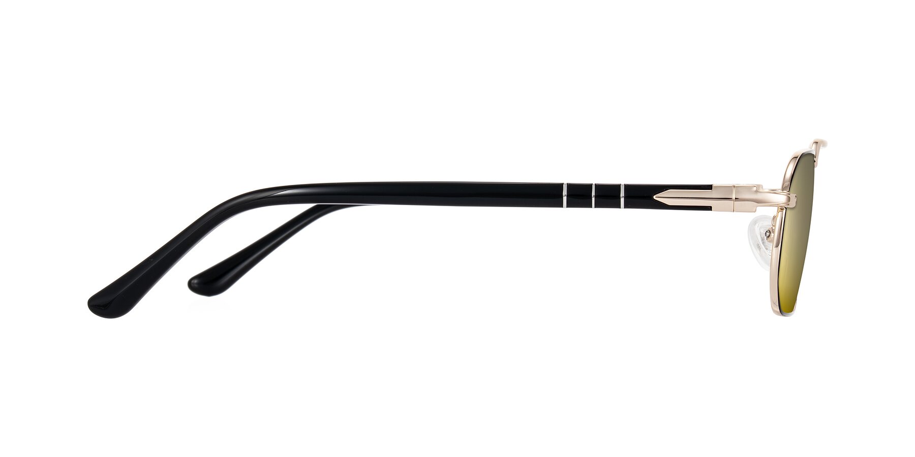 Side of Shekh in Black/Gold with Gold Mirrored Lenses