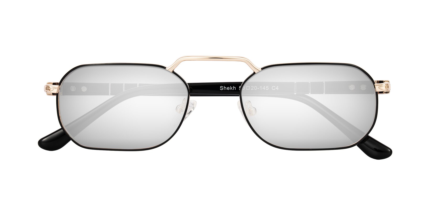 Folded Front of Shekh in Black/Gold with Silver Mirrored Lenses