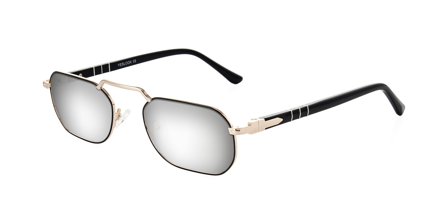Angle of Shekh in Black/Gold with Silver Mirrored Lenses