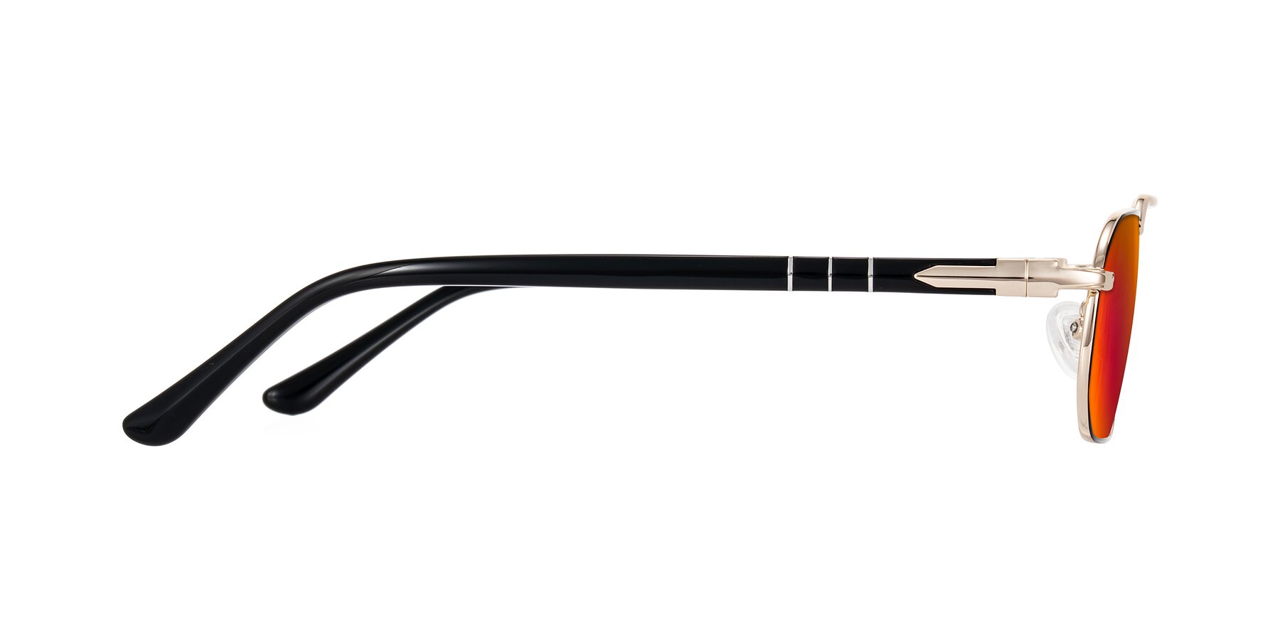 Side of Shekh in Black/Gold with Red Gold Mirrored Lenses