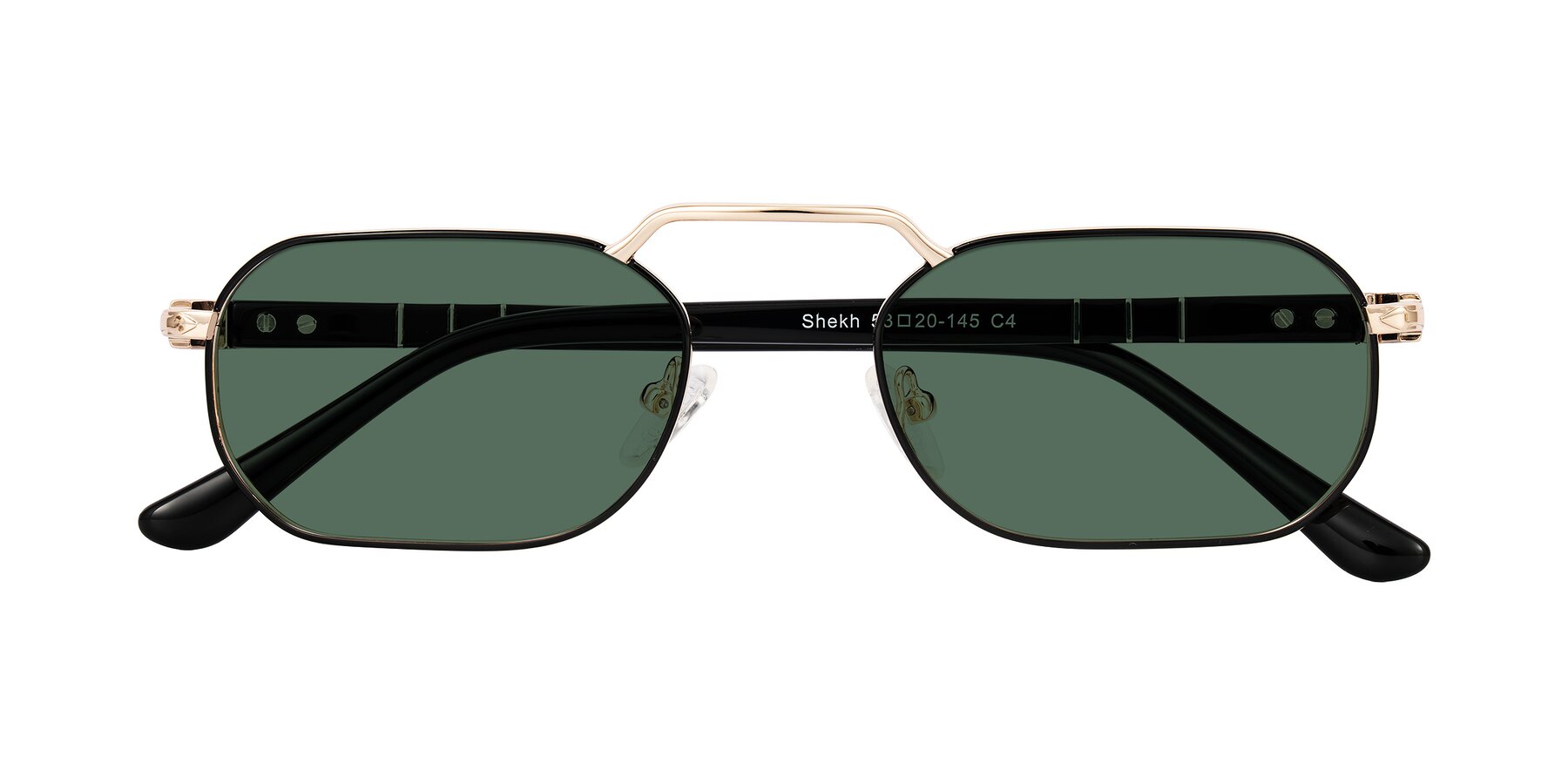 Folded Front of Shekh in Black/Gold with Green Polarized Lenses