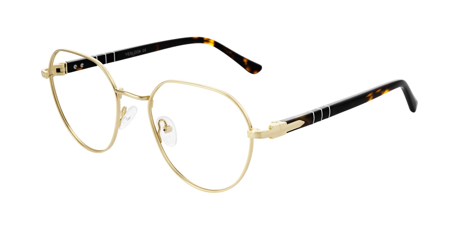 Angle of Qeenah in Gold with Clear Blue Light Blocking Lenses