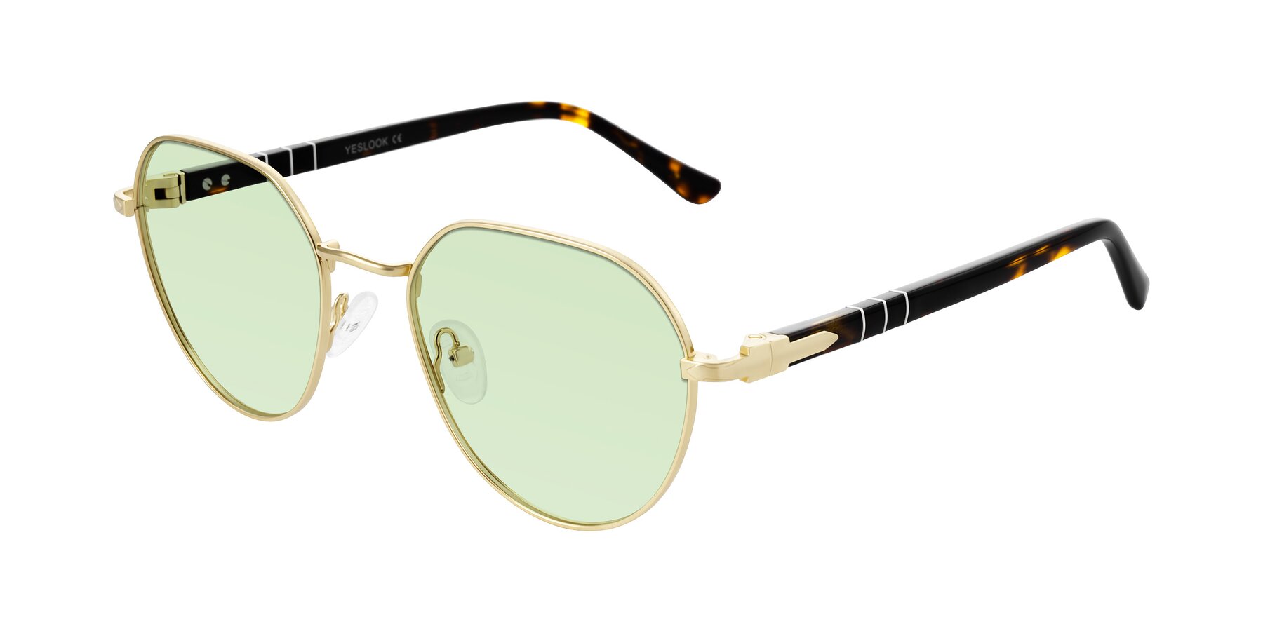 Angle of Qeenah in Gold with Light Green Tinted Lenses