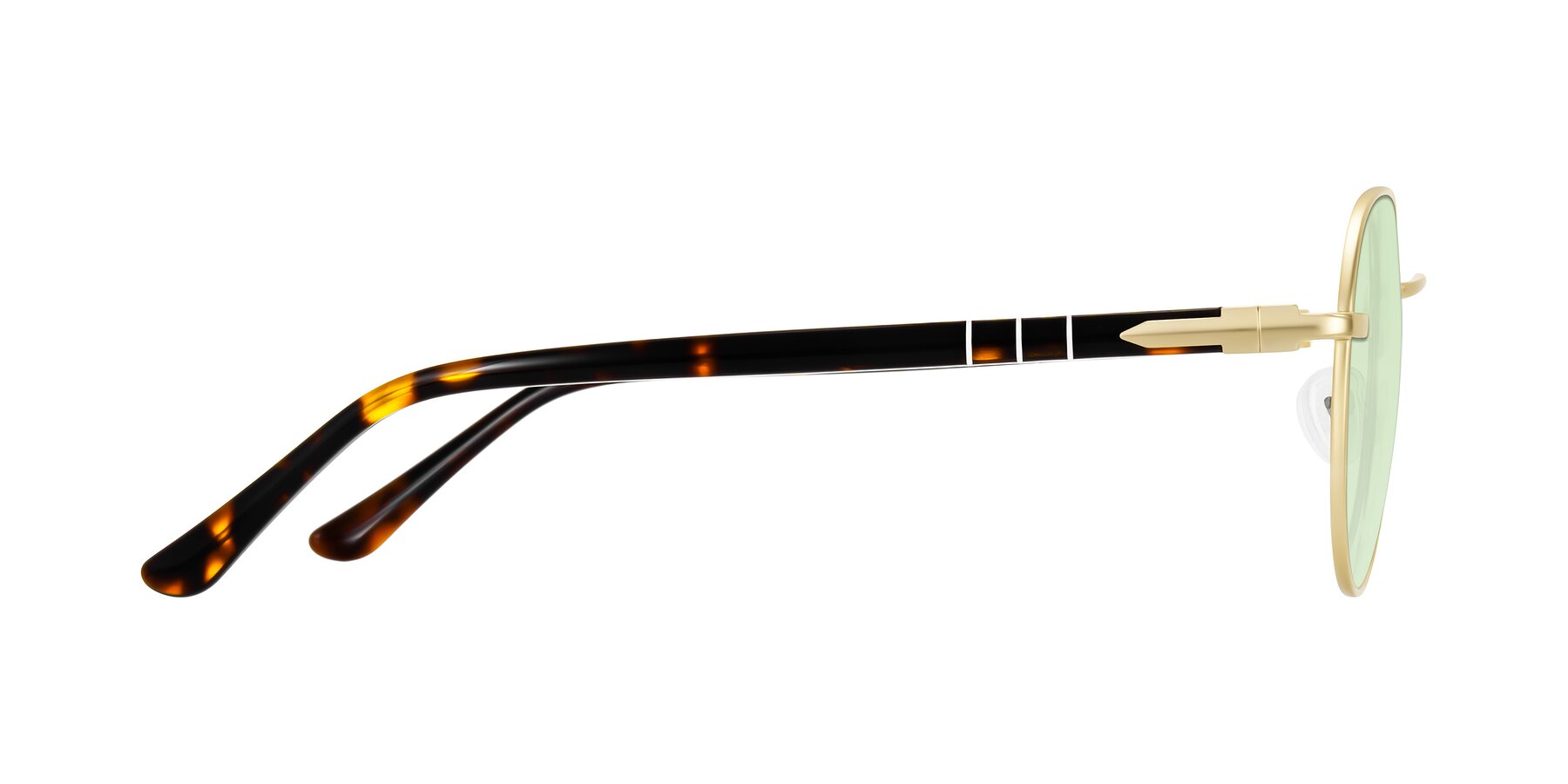 Side of Qeenah in Gold with Light Green Tinted Lenses
