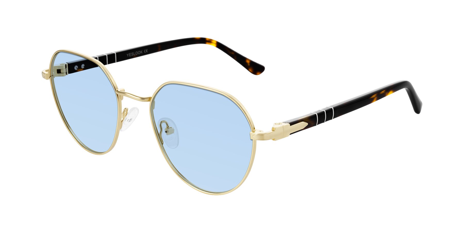 Angle of Qeenah in Gold with Light Blue Tinted Lenses