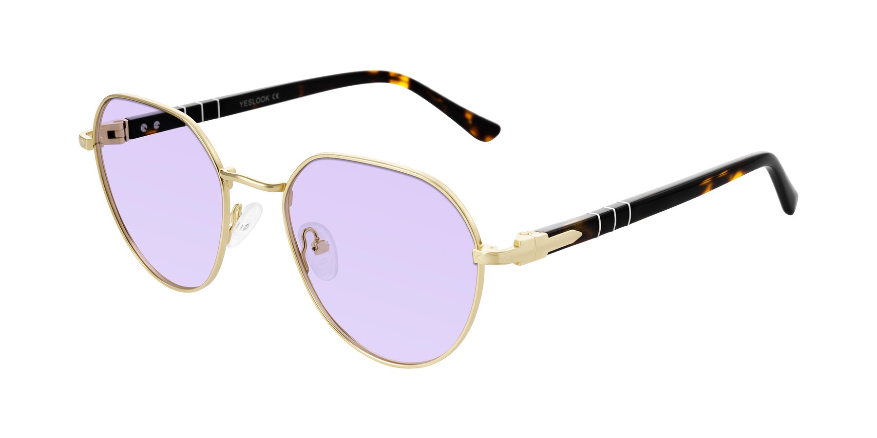 Angle of Qeenah in Gold with Light Purple Tinted Lenses