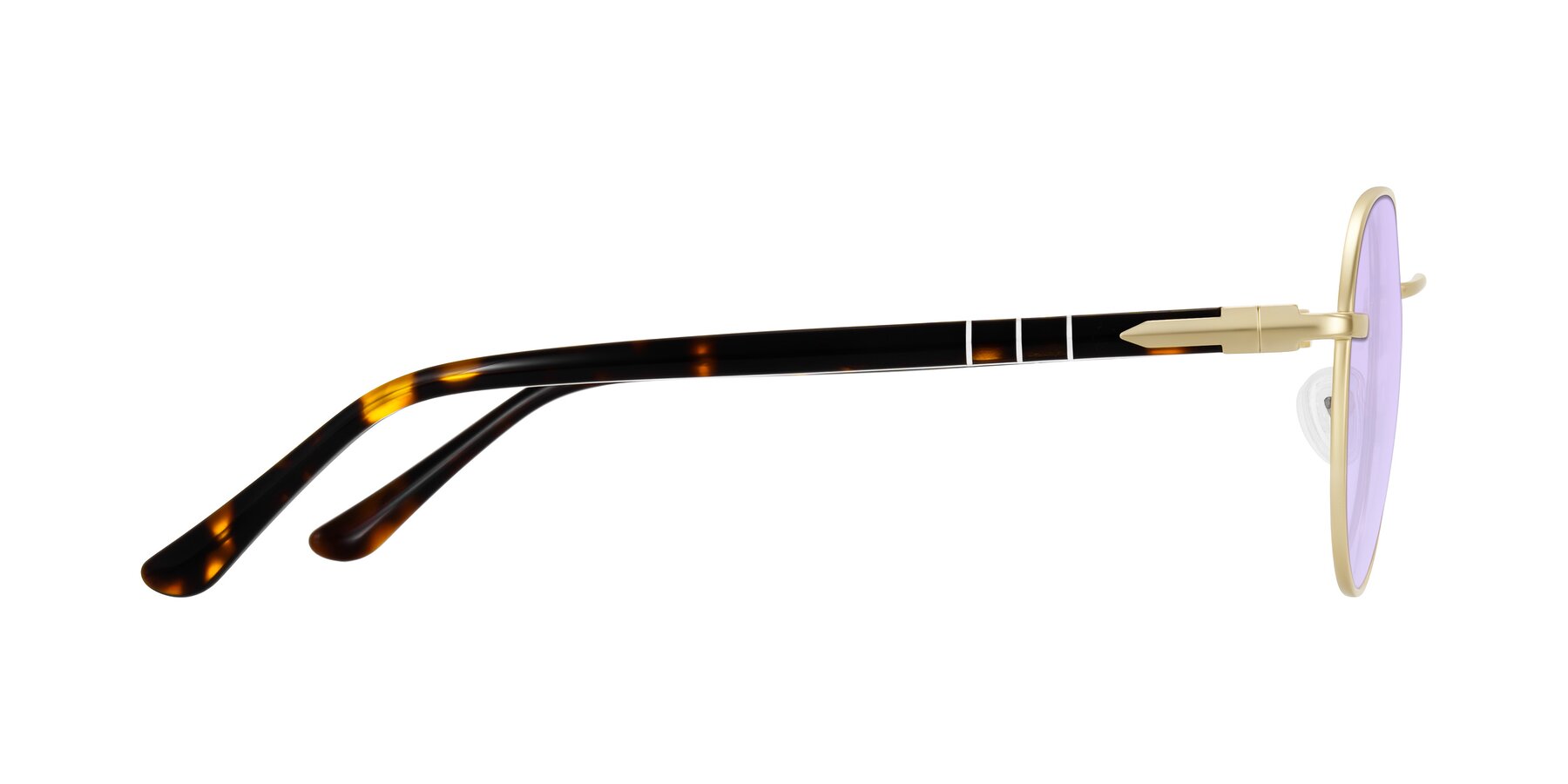 Side of Qeenah in Gold with Light Purple Tinted Lenses