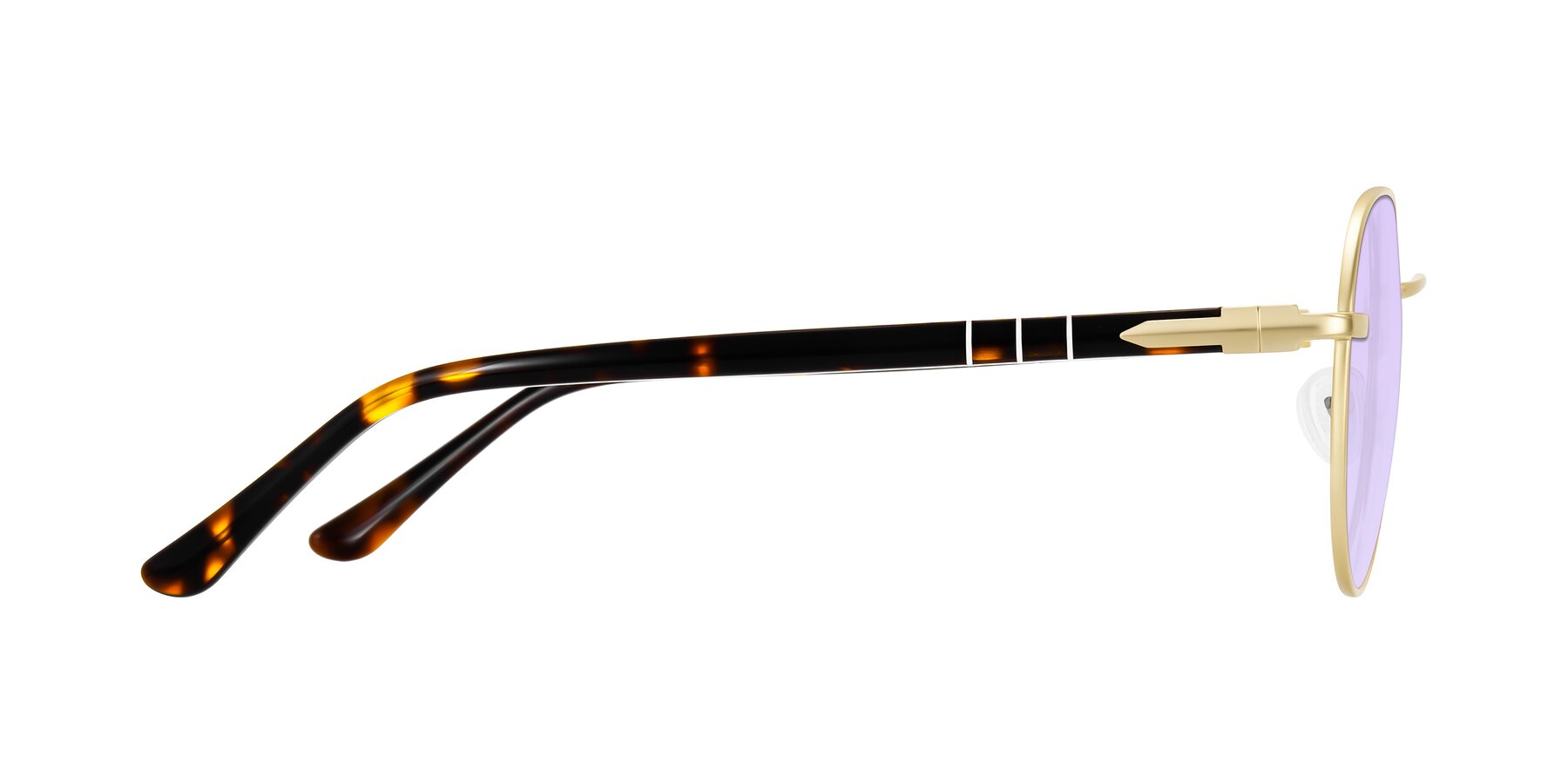 Side of Qeenah in Gold with Light Purple Tinted Lenses